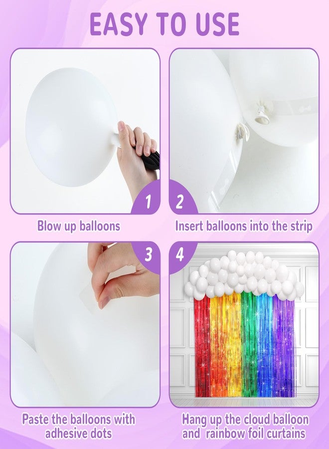 ojustbeok Rainbow Party Backdrop Balloon Arch Kit - Cloud Birthday Photo Props Booth Backdrops, Balloon Garland, Fringe Curtains for Wedding, Baby Shower Decor, Photography Supplies - Image 3